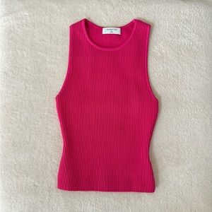 Aritzia babaton pink sculpt ribbed knit racer back tank top